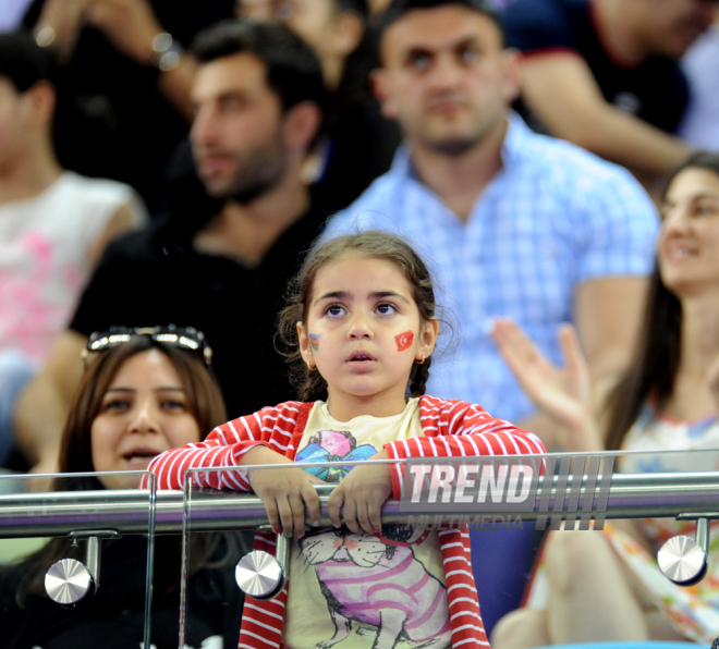 Avropa Oyunlarında aerobika gimnastikası üzrə qarışıq cütlüklərin təsnifat yarışları. Bakı, Azərbaycan, 17 iyun 2015 